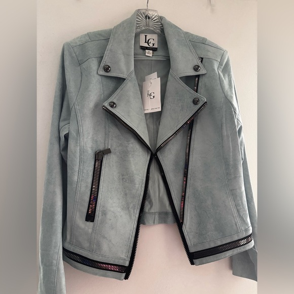 Lena Gabrielle Jackets & Blazers - Lena Gabrielle Women's Soft Blue Leather Jacket